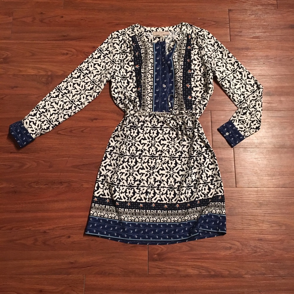 Loft blue floral mosaic dress